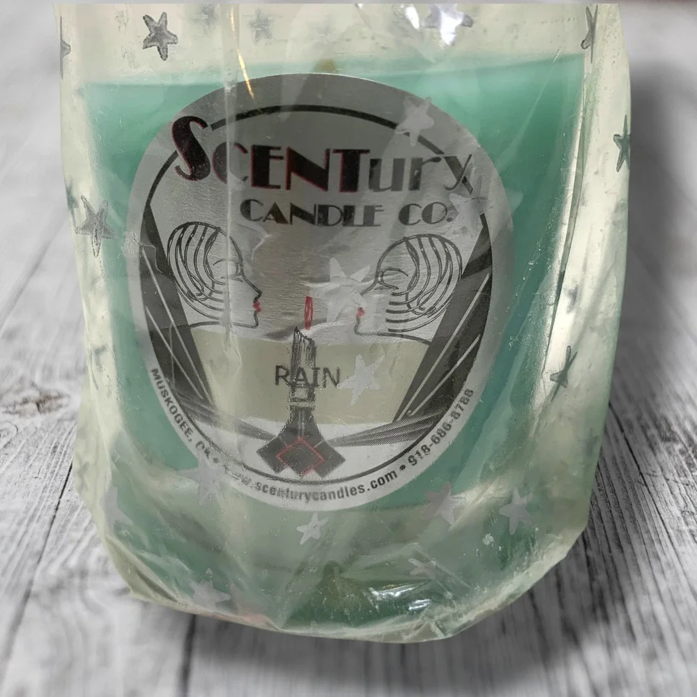 Vintage SCENTury Candles Rain Scent Jar Candle Lot 2 Muskogee Oklahoma USA NOS